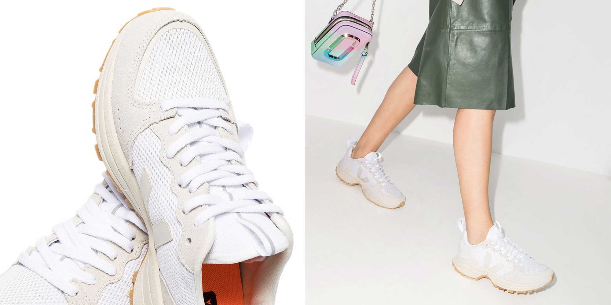 white ethical sneakers by veja