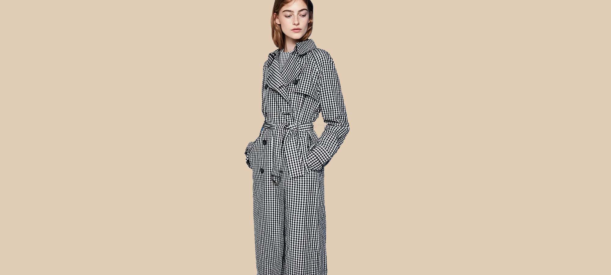 woman wearing armedangels trench