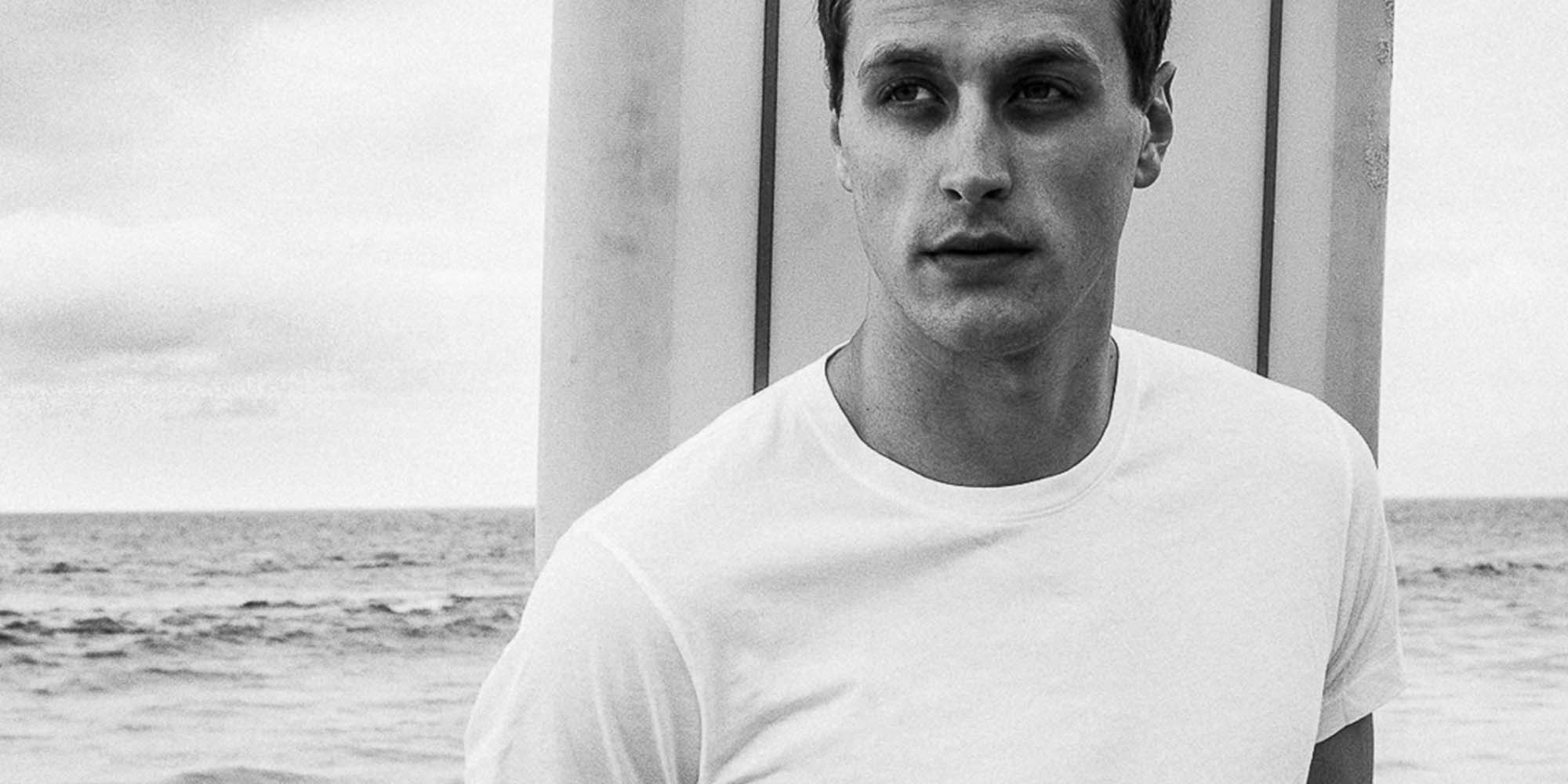 man wearing white classic t-shirt t-shirt