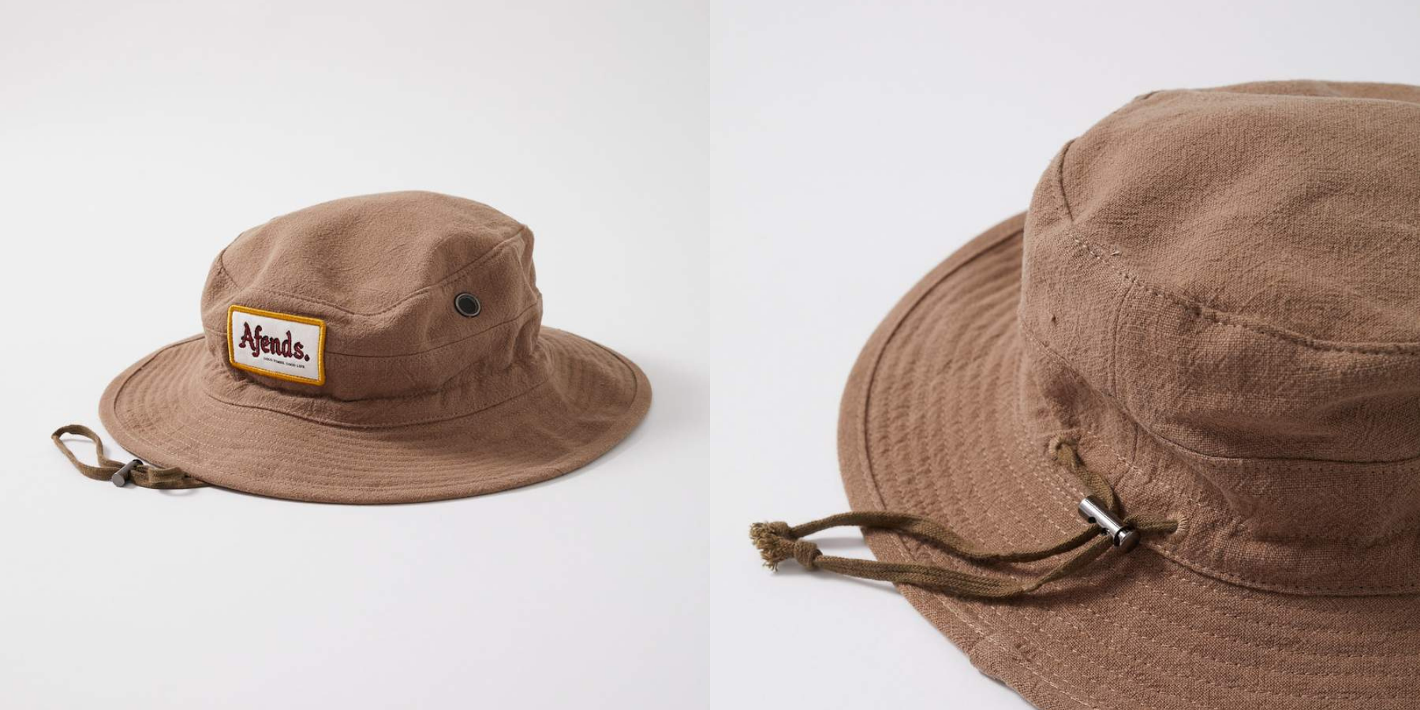 100% hemp brown bucket hat by Afends brand