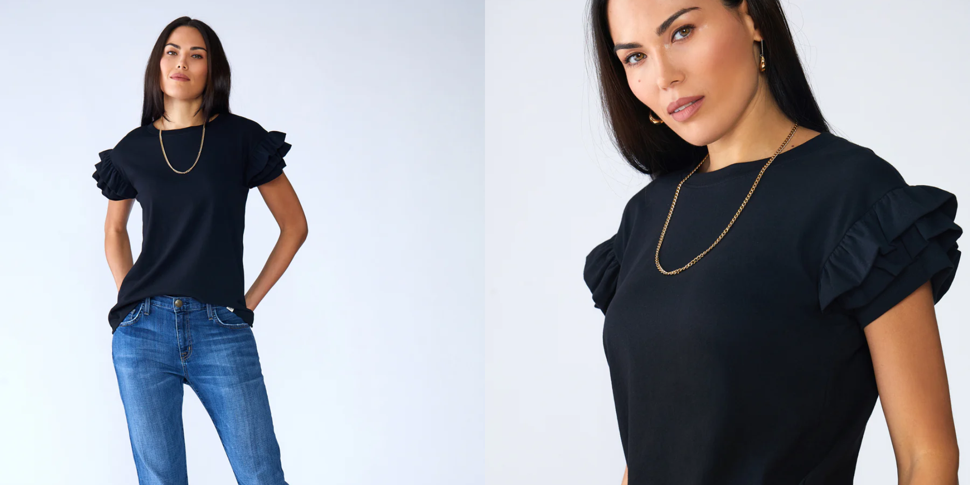 Someone in organic cotton ruffle sleeved tee by LOVETRUST.