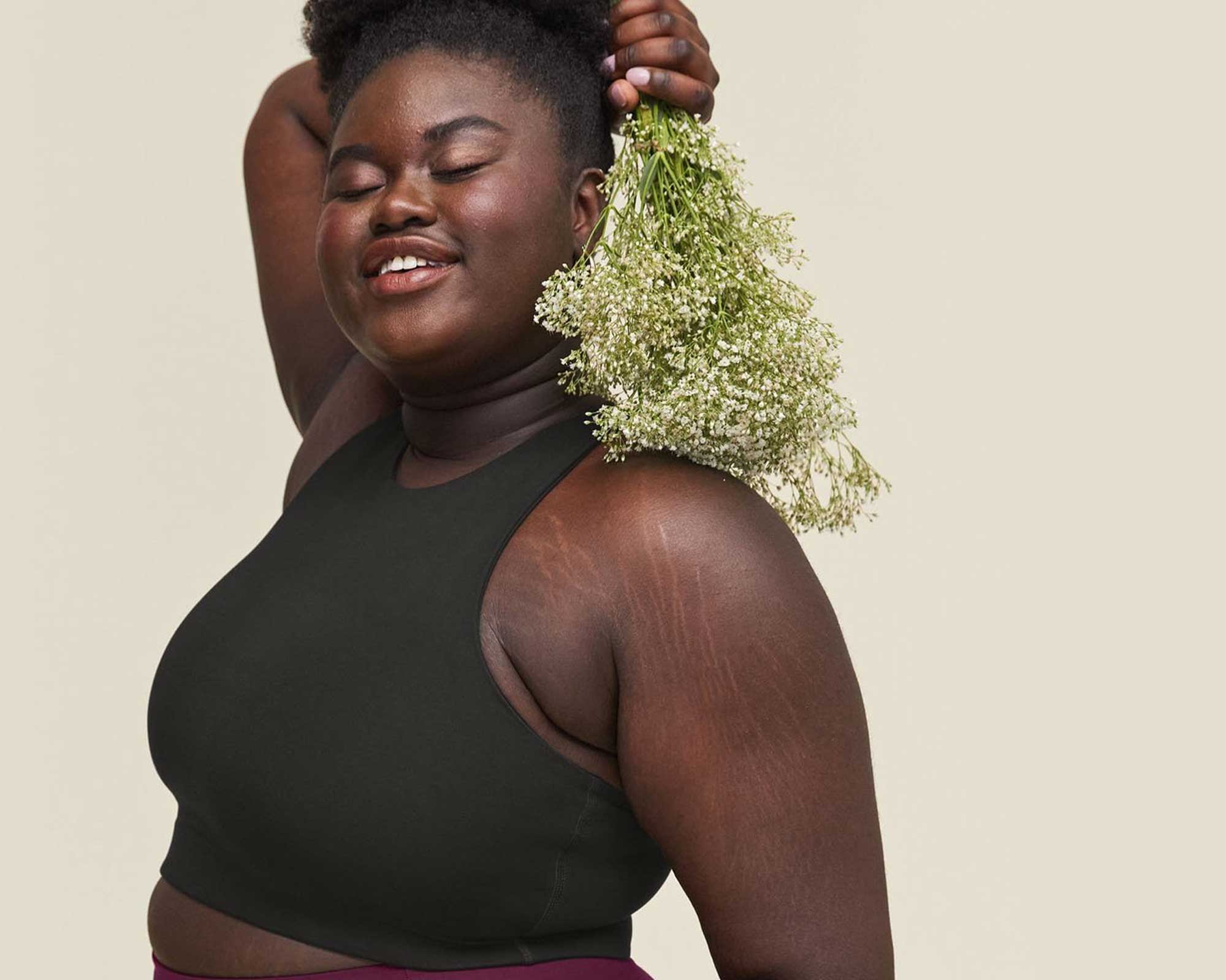 woman wearing sustainable sports bra