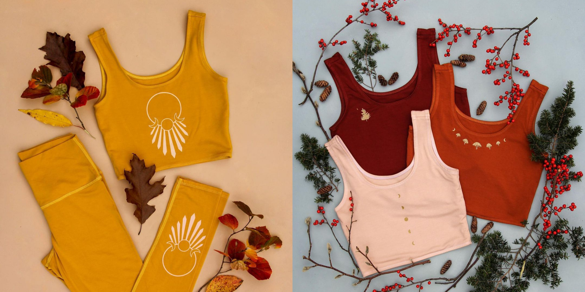colourful natural activewear by sustainable brand Purusha People