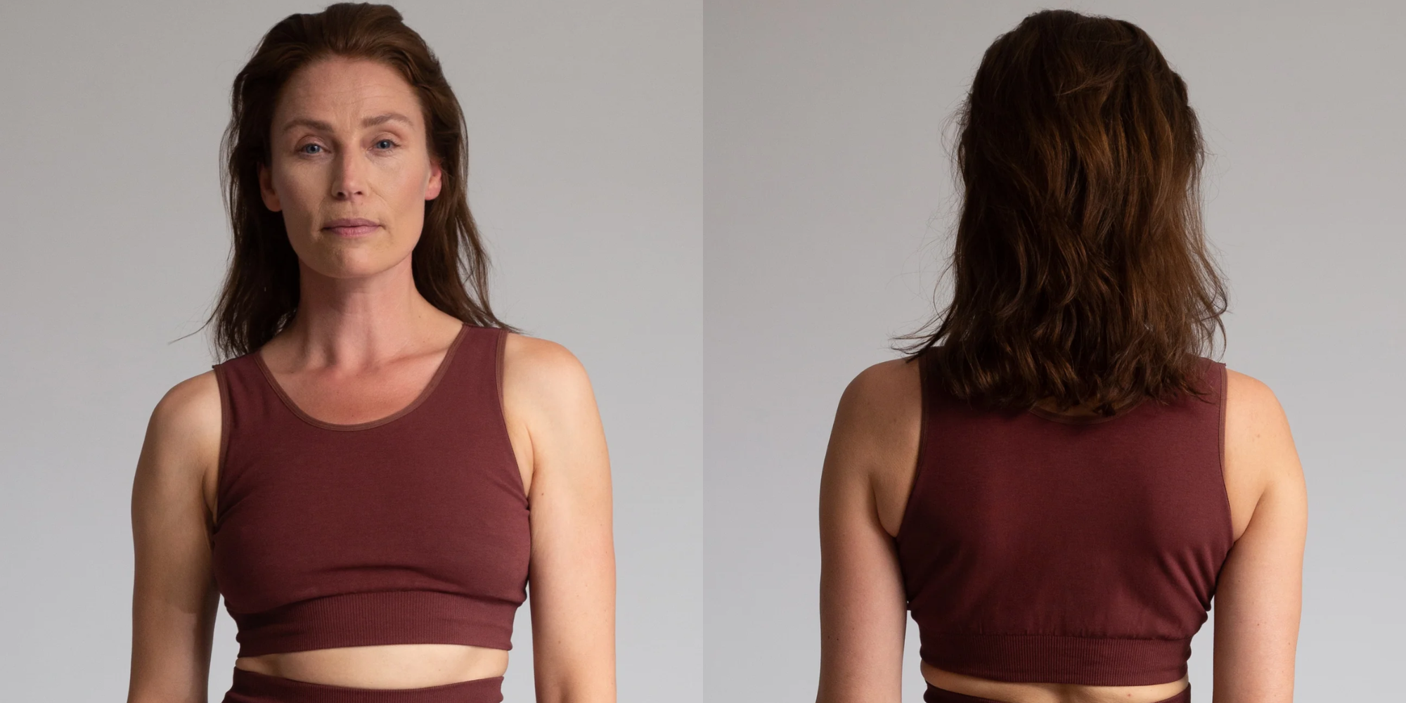 Someone wearing sports bra by Beaumont Organic.