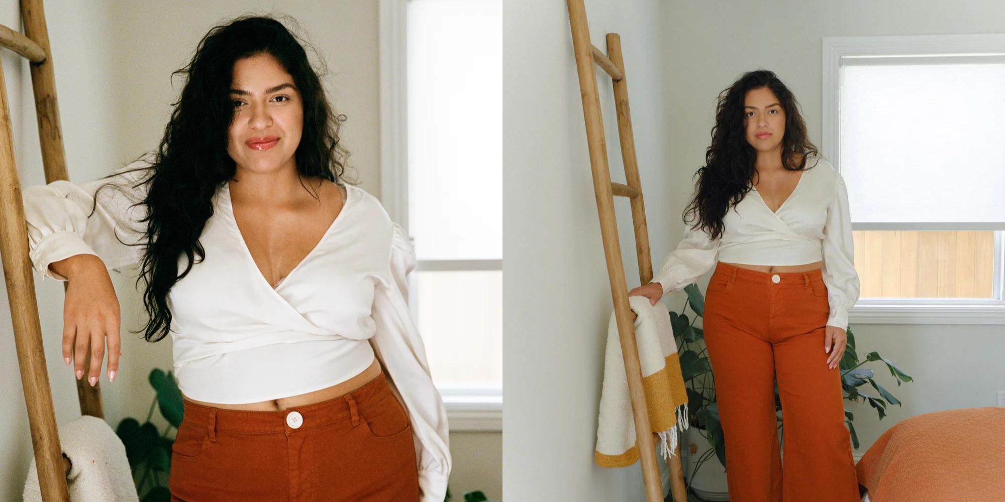 A white extended sizing wrap cupro and TENCEL top by Whimsy + Row.