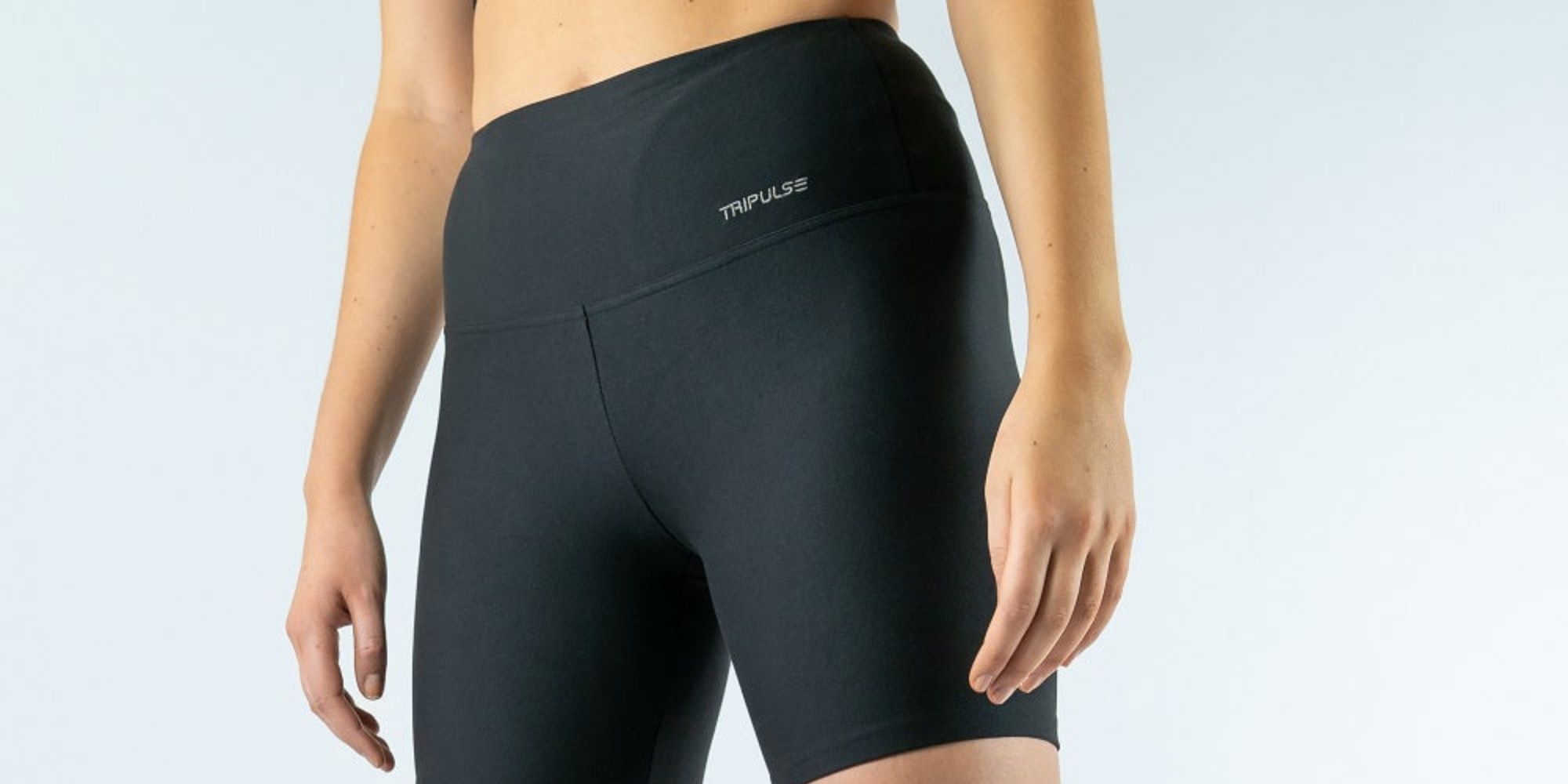 Close up shot of black TENCEL shorts made by Tripulse.