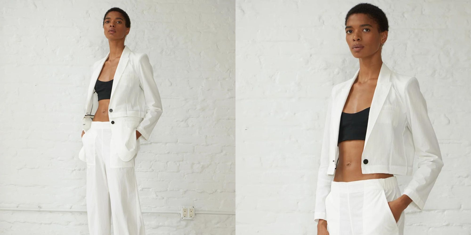 A white Japanese cotton convertible blazer by Minimalist.