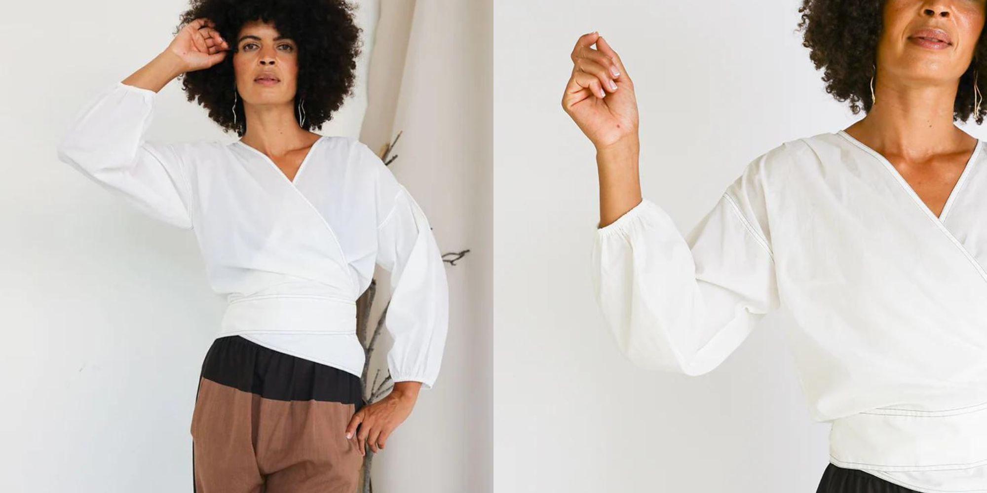 White poplin top by SEEK Collective.
