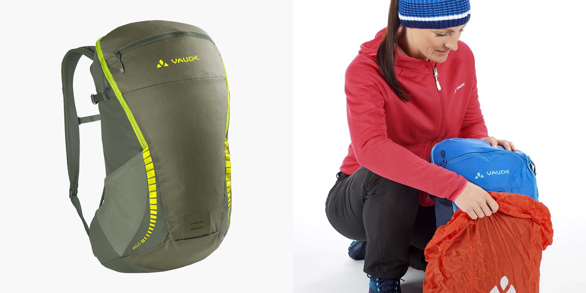 green hiking backpacks by Vaude brand