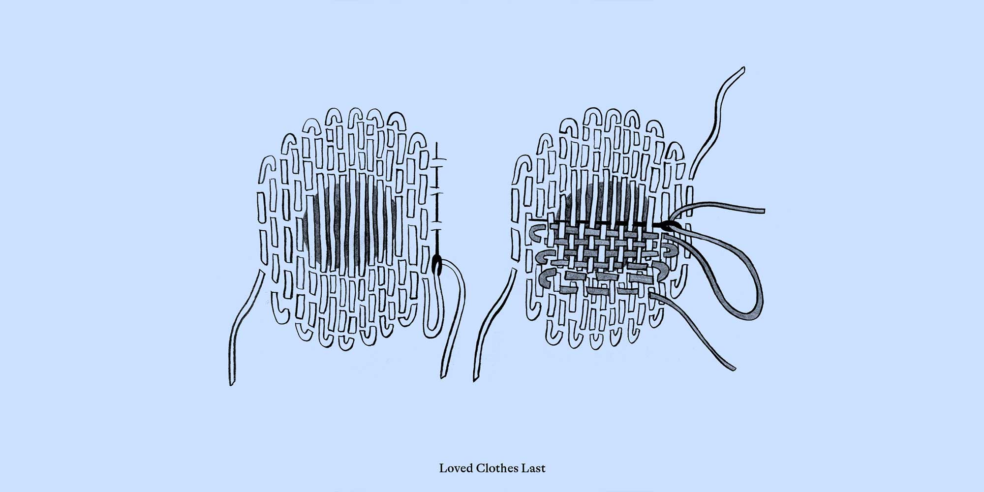 graphic of darning holey knits as an easy way to mend your clothes