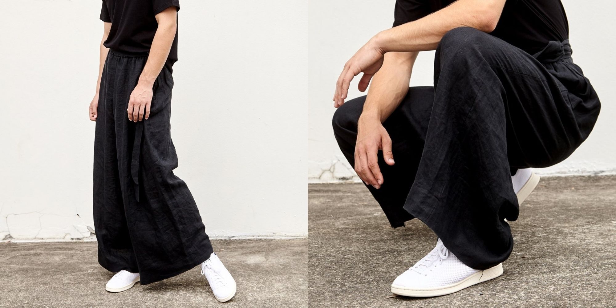 black palazzo trousers ethically made by A.BCH
