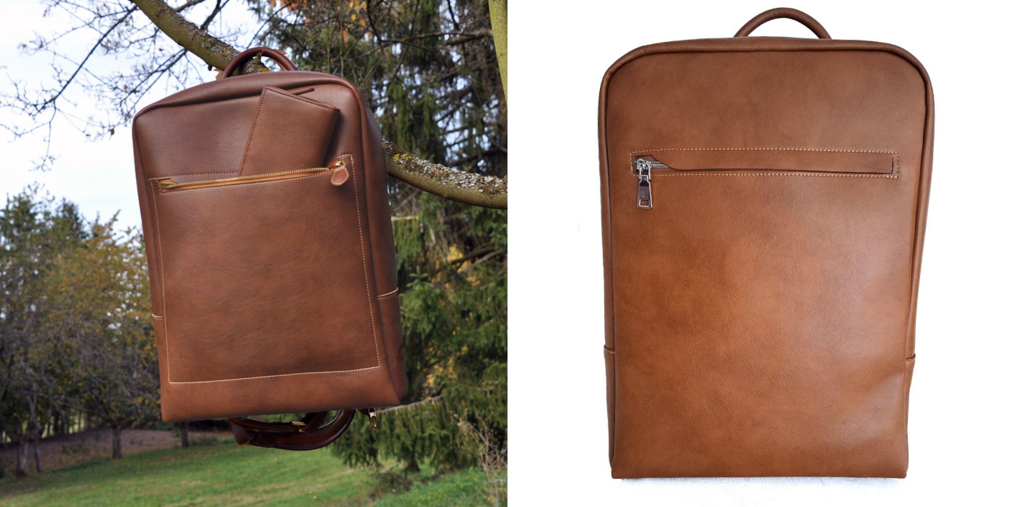 A vegan cognac casual backpack made by NOAH.