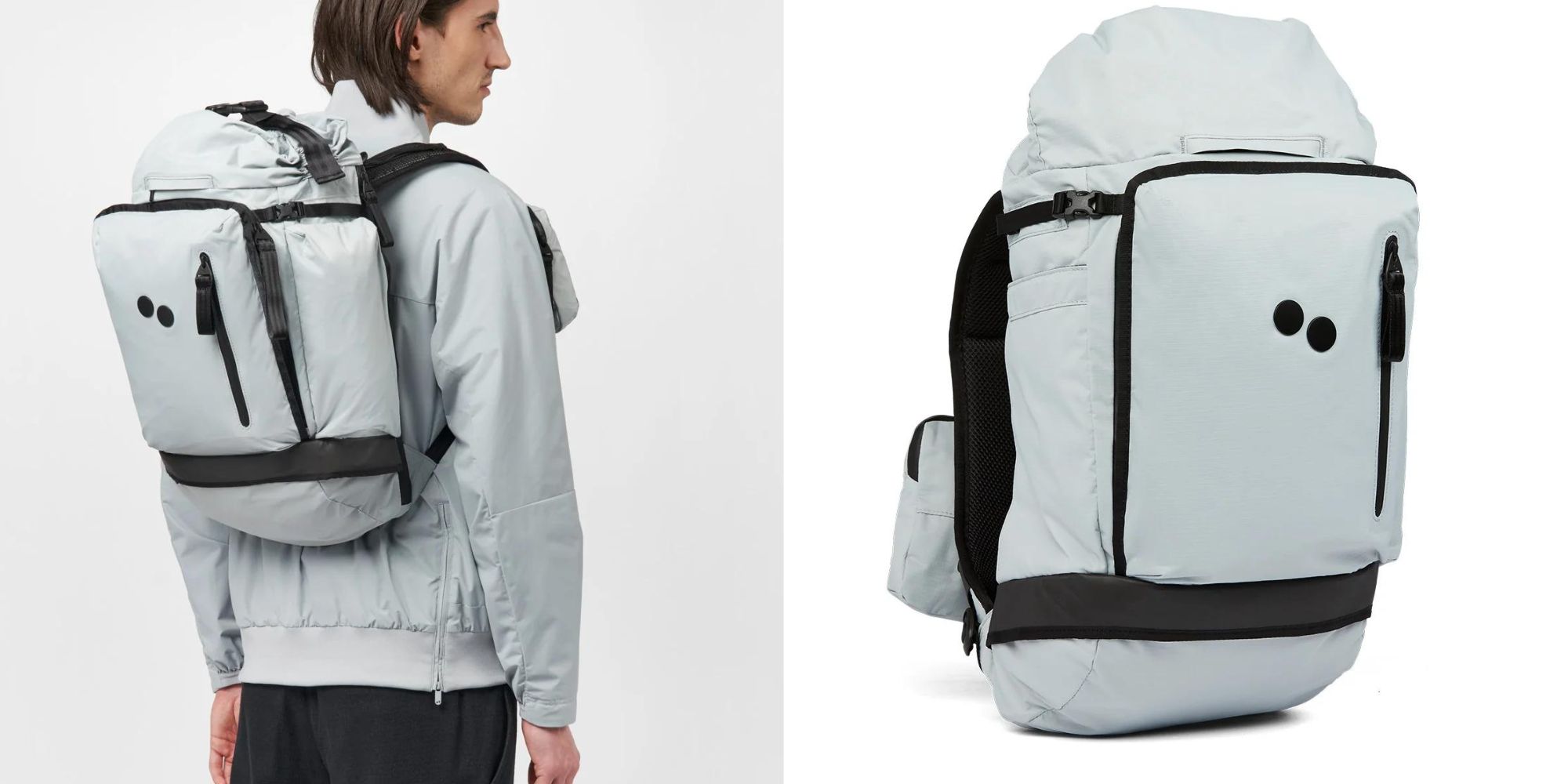 A light grey recycled polyester backpack for bike trips by pinqponq.