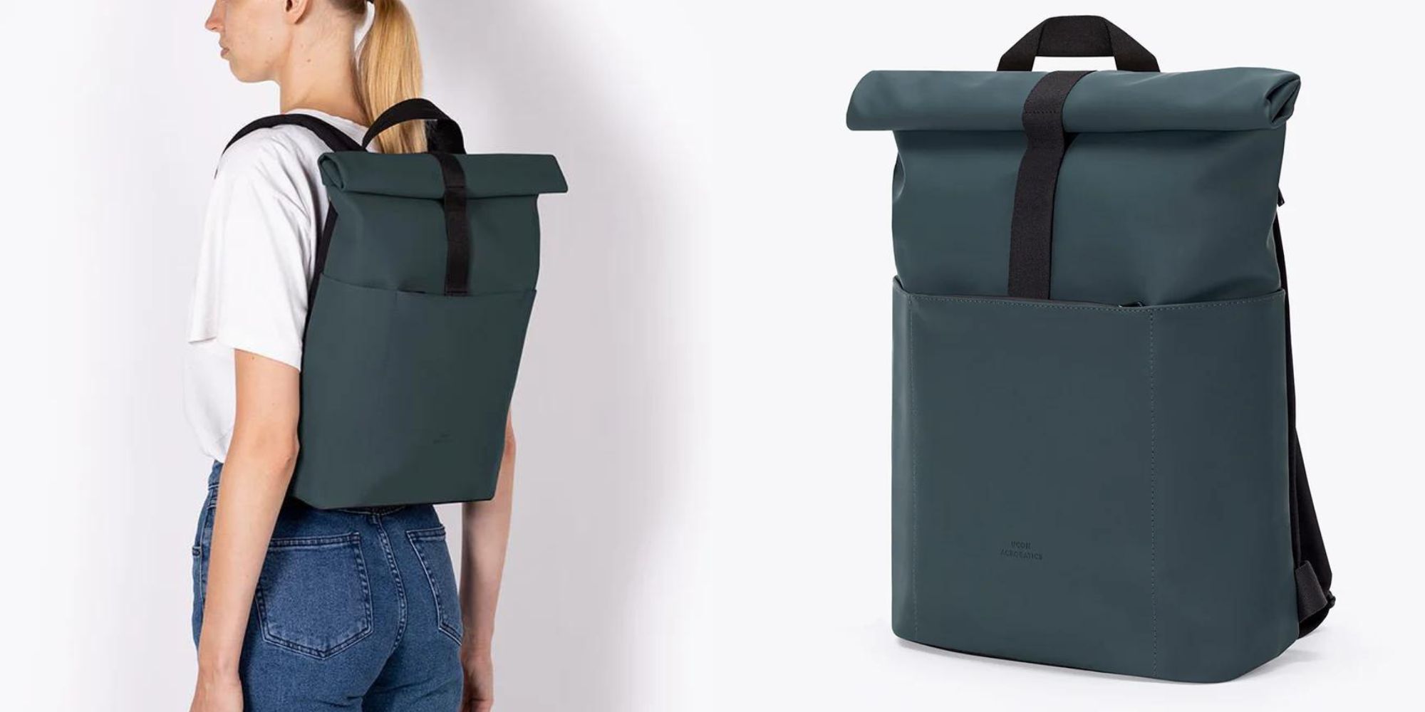 A forest green recycled PET mini Hajo more sustainable backpack by Ucon Acrobatics.
