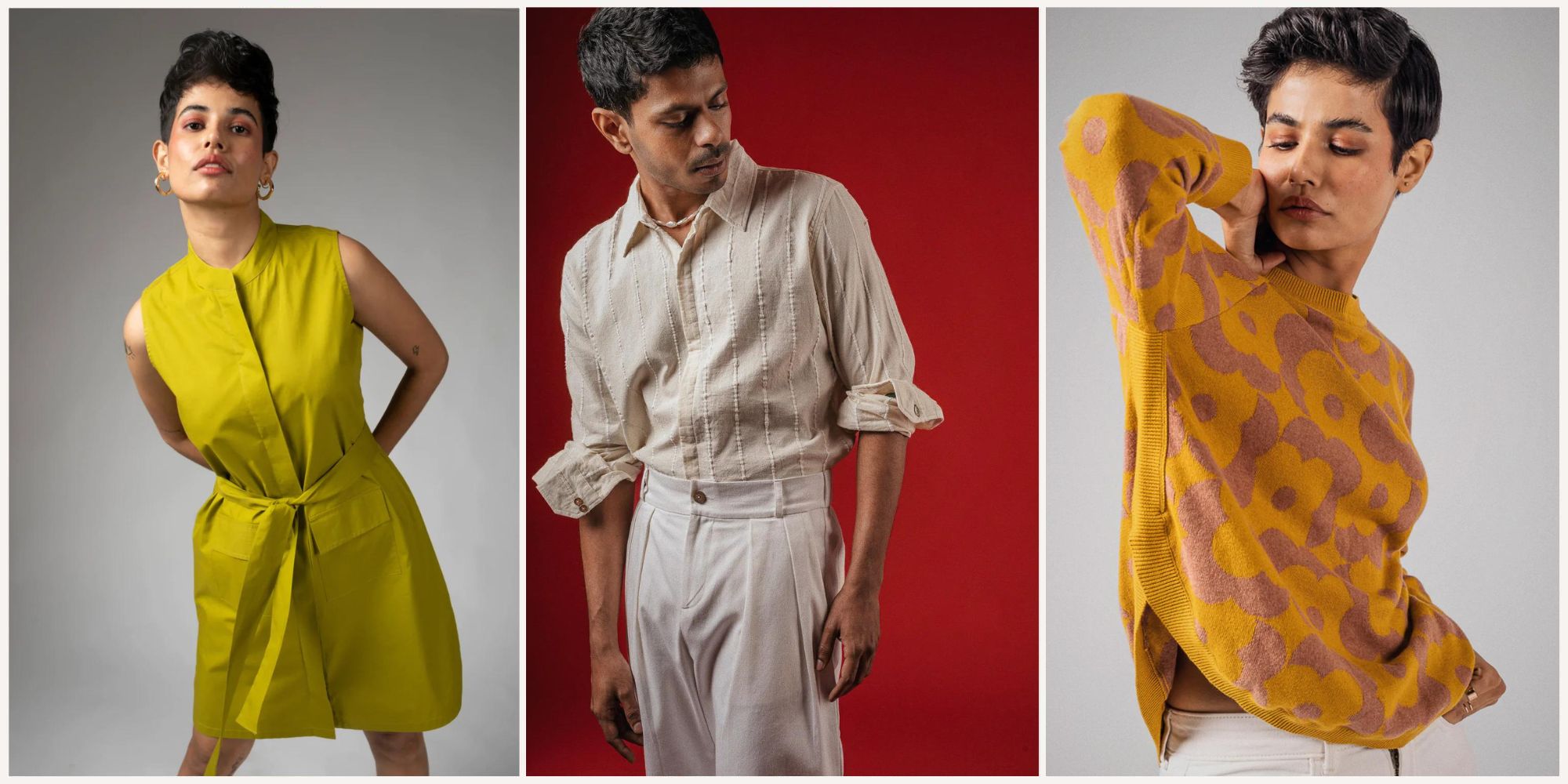 Three items of clothing by responsible Indian brand No Nasties.