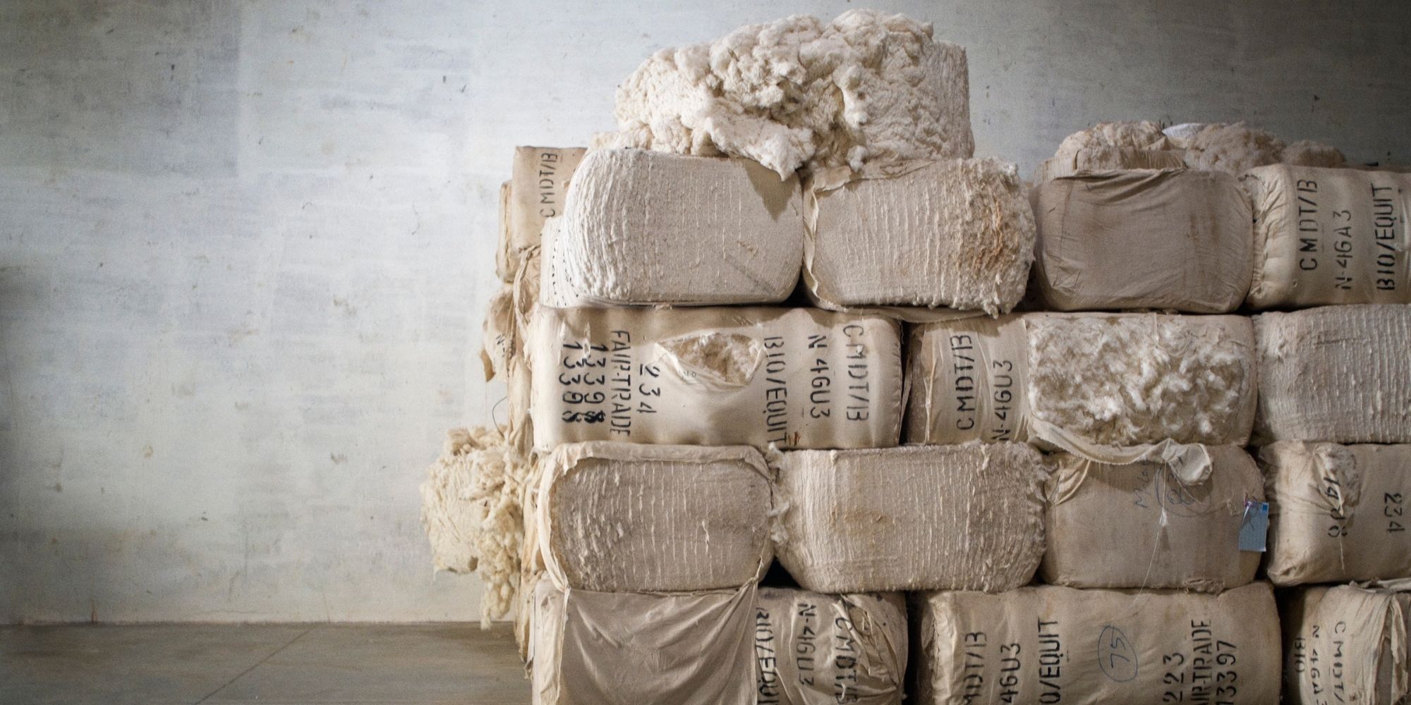 bales of organic cotton from Nudie farms