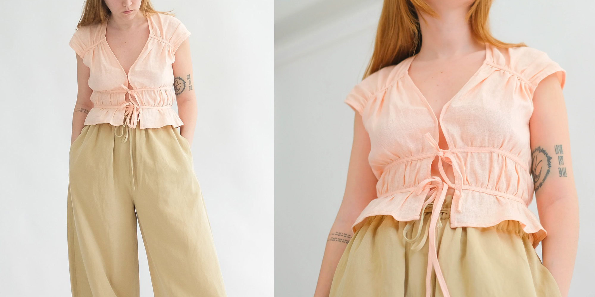Sustainable cottagecore peplum blouse by OhSevenDays