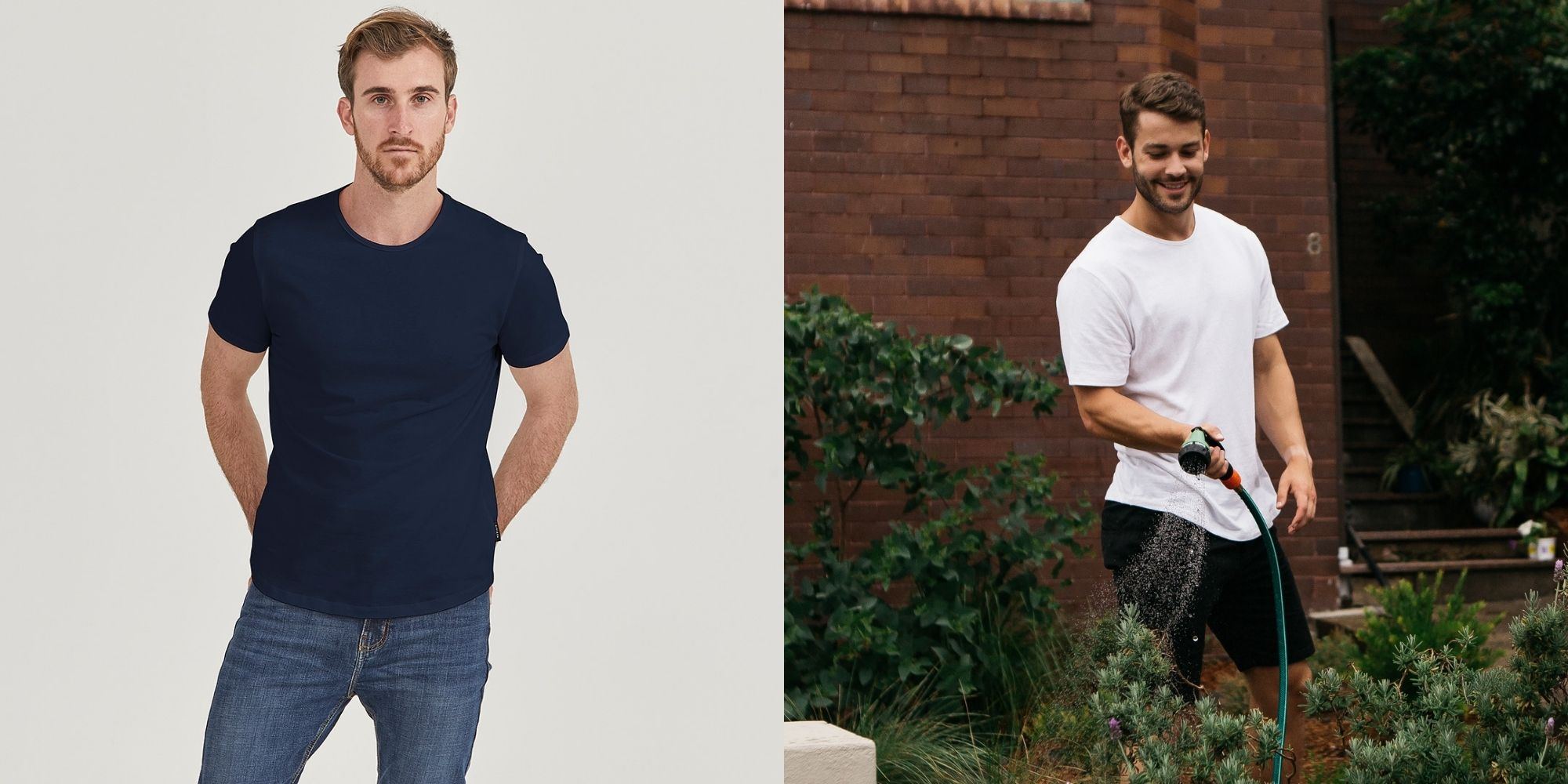 men wearing sustainable short crew tees by Citizen Wolf
