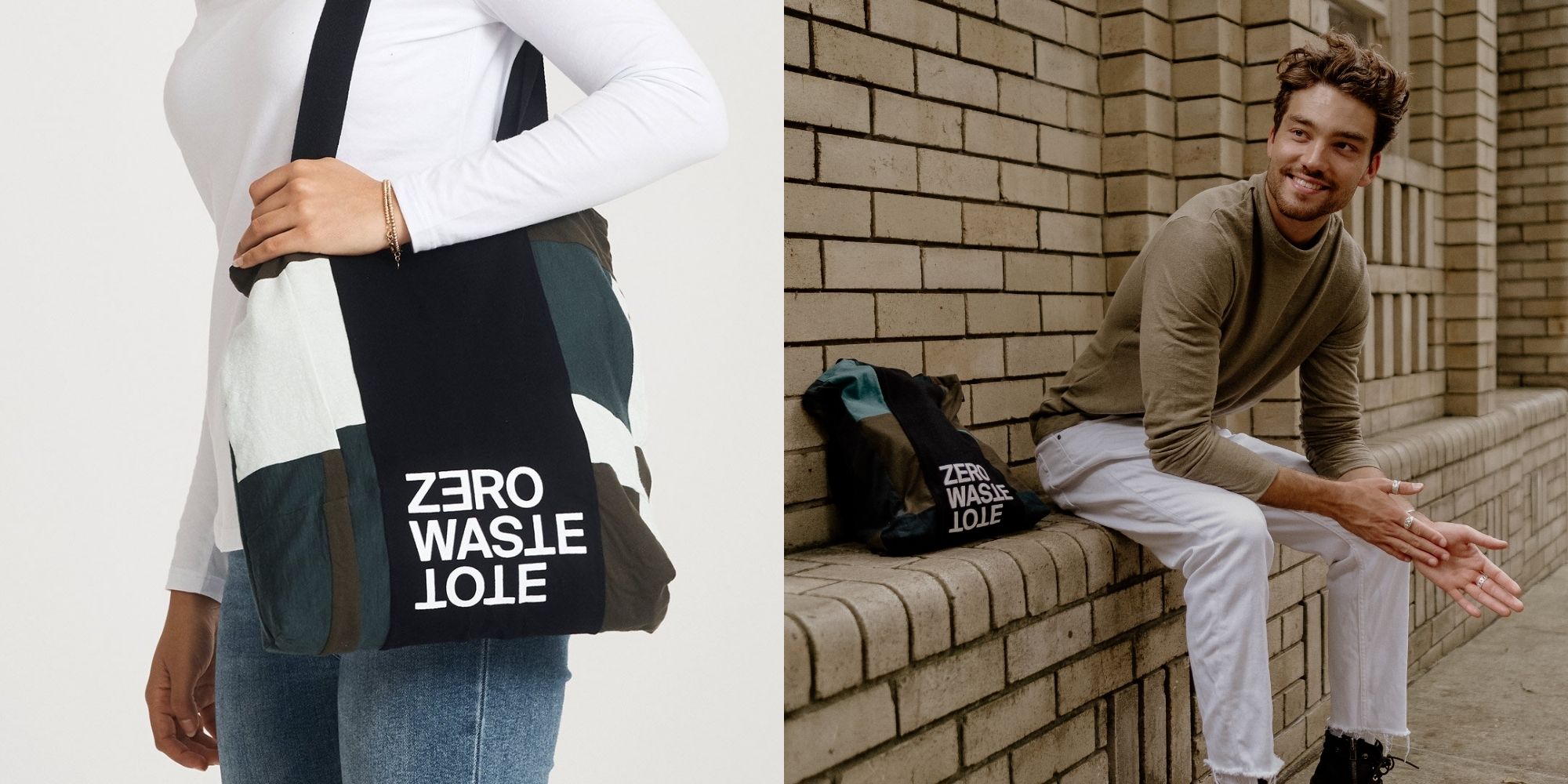people using deadstock zero waste tote by Citizen Wolf