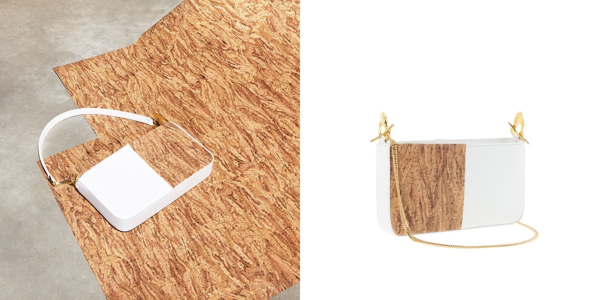 Mashu Philippa bag in sustainable cork and white Desserto leather