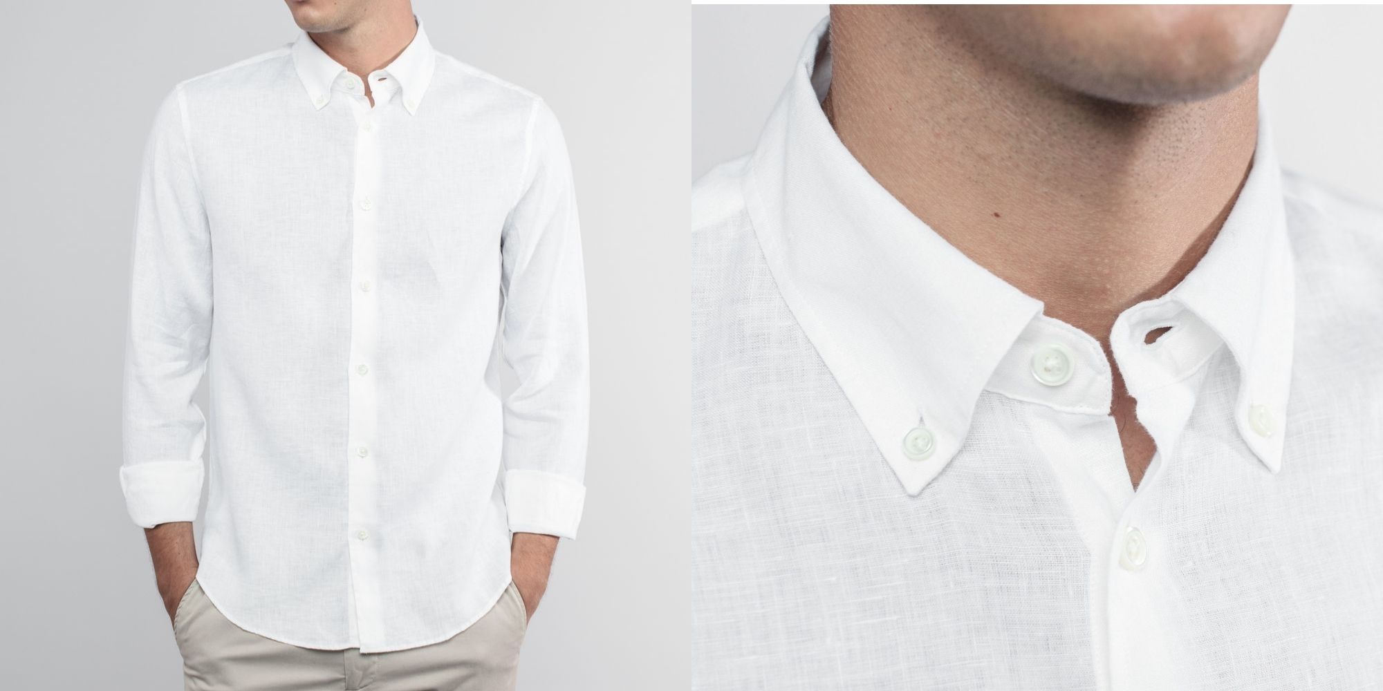 white linen shirt sustainably made by ASKET