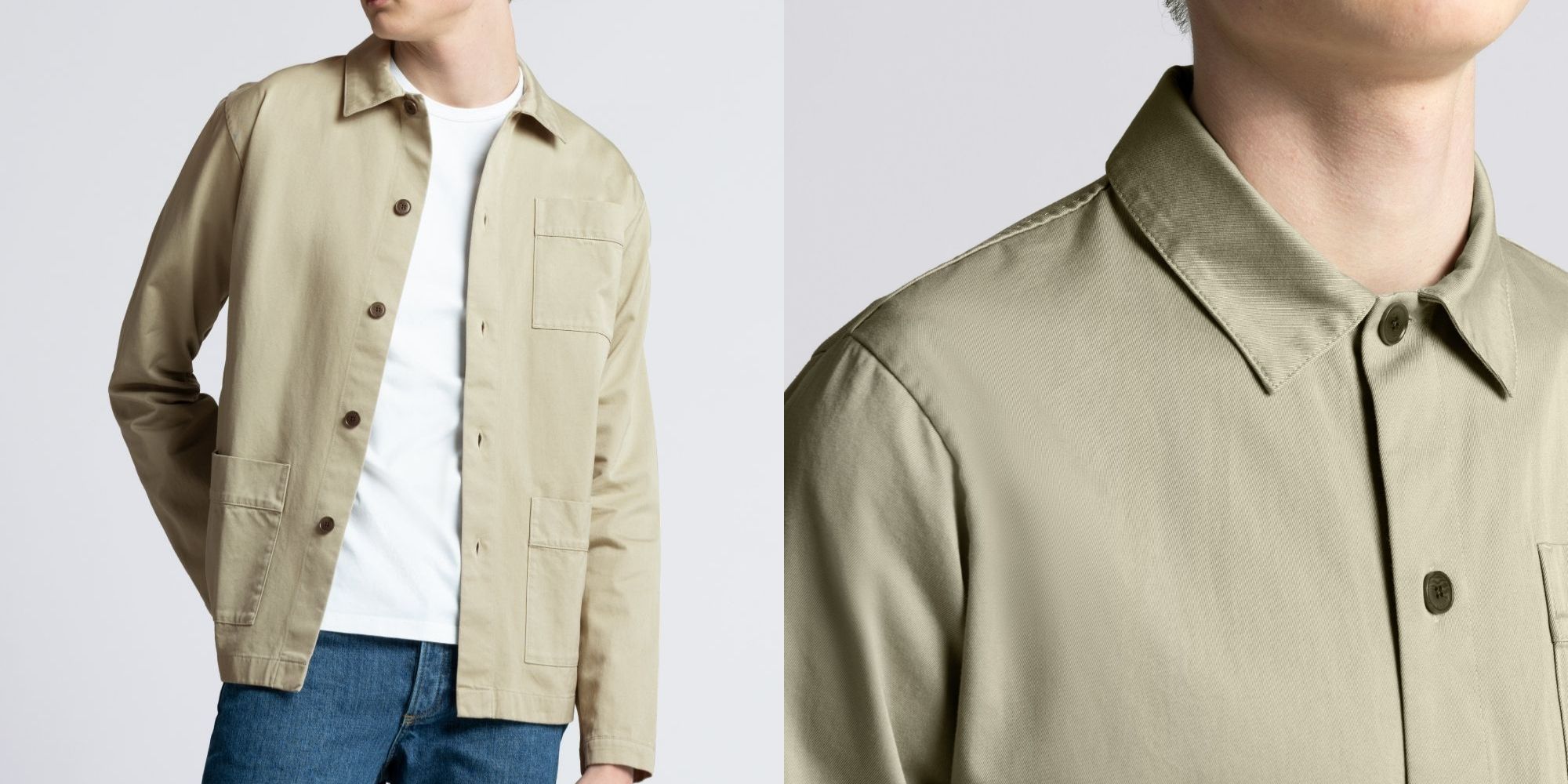 organic cotton twill beige overshirt by ASKET