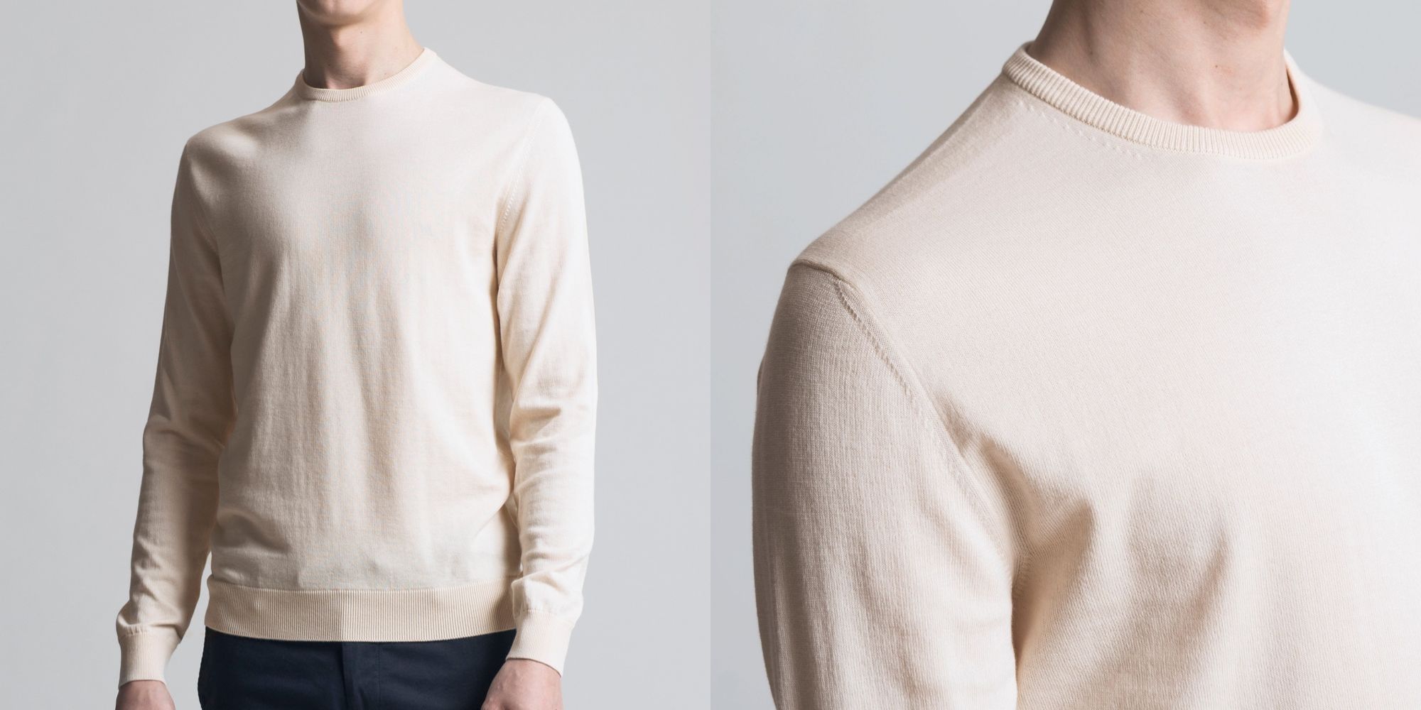 off white light cotton sweat ethically made by ASKET
