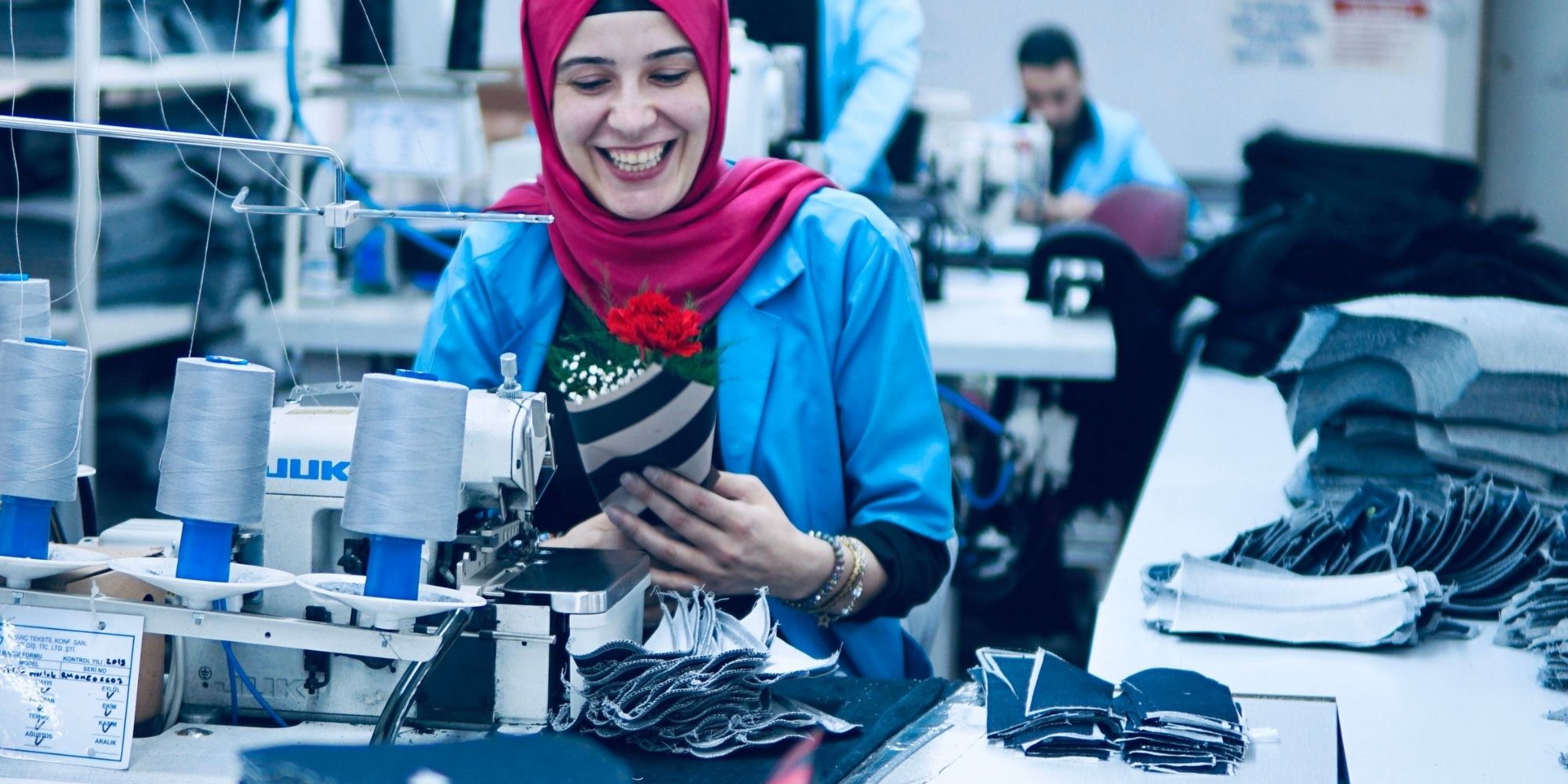 woman working in Boyish sustainable denim factory
