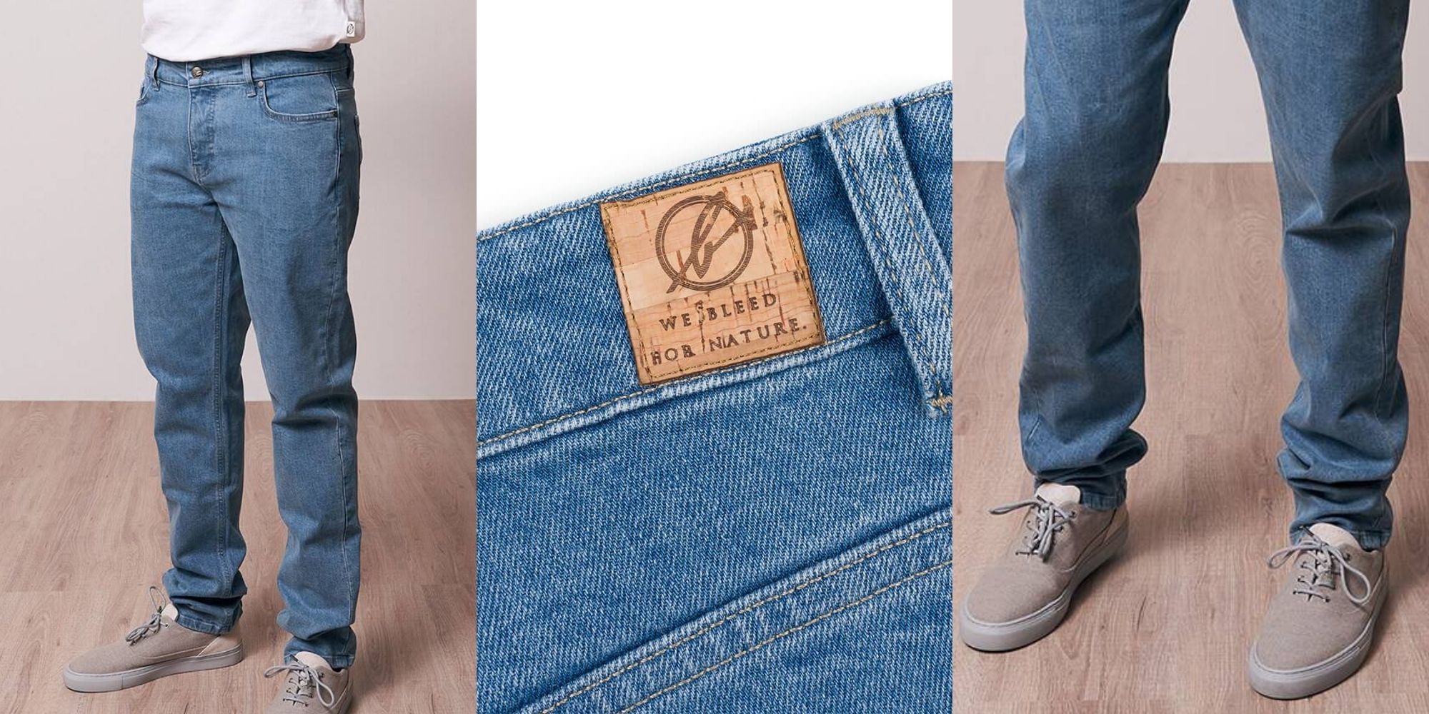 man wearing eco-friendly classic blue jeans made by bleed