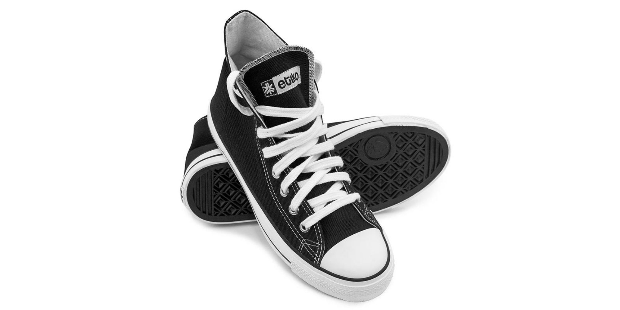 classic black and white hitop sneakers ethically made by Etiko