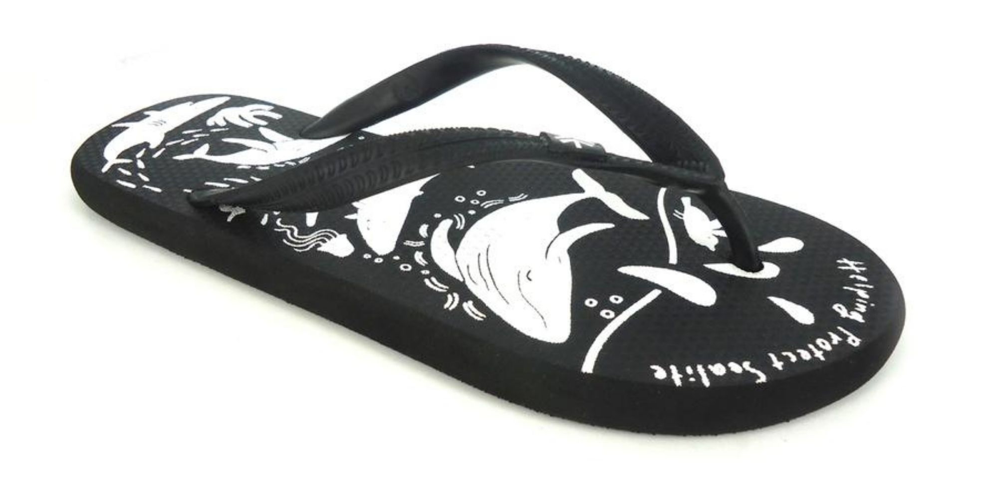 natural rubber black Sea Shepherd thongs flip flops by Etiko