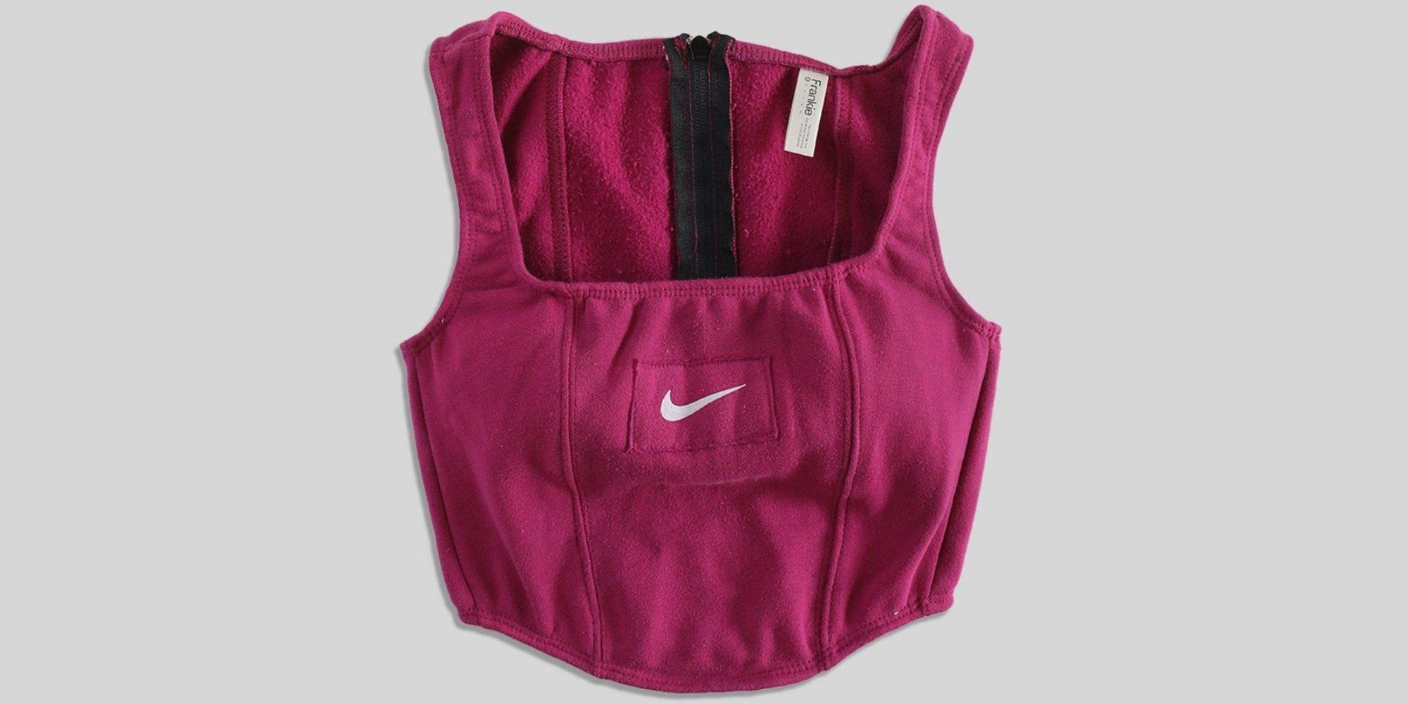 pink reworked vintage nike sweater as crop bustier by Frankie