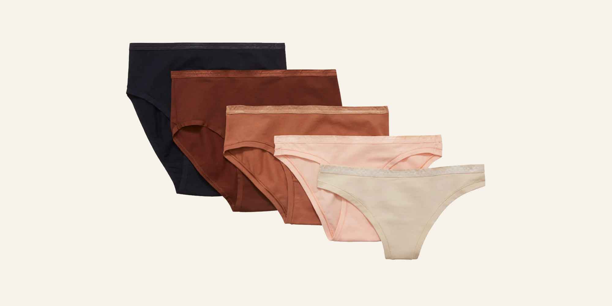 5 pack of neutral toned ethical underwear by Knickey