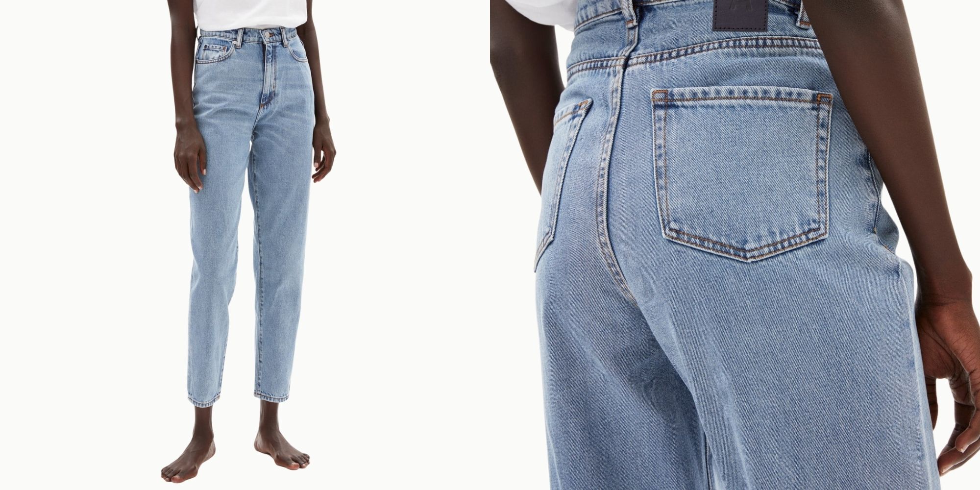black woman wearing ethical denim MARIAA by Armedangels