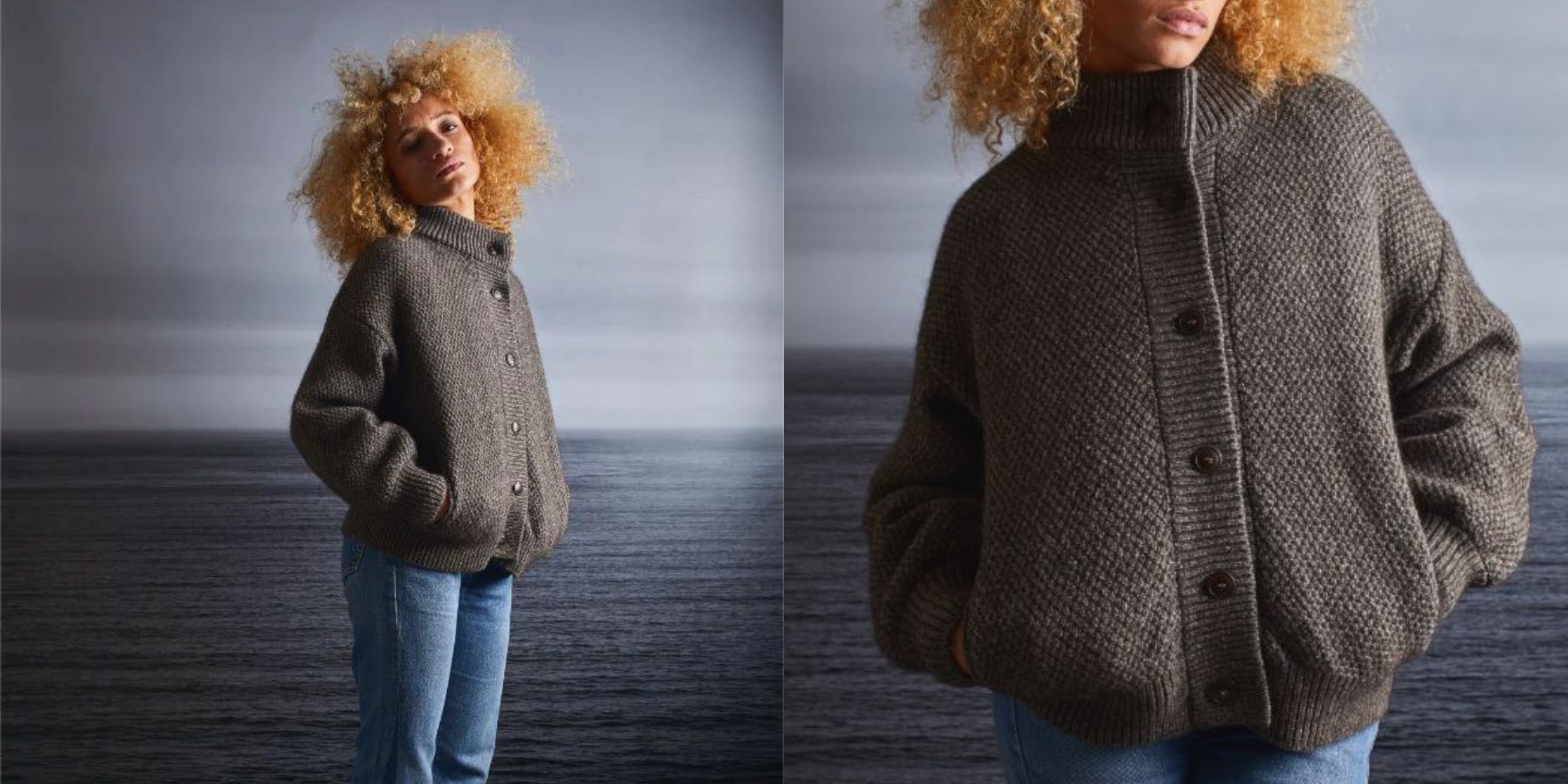 A brown wool cardigan by L'Envers.