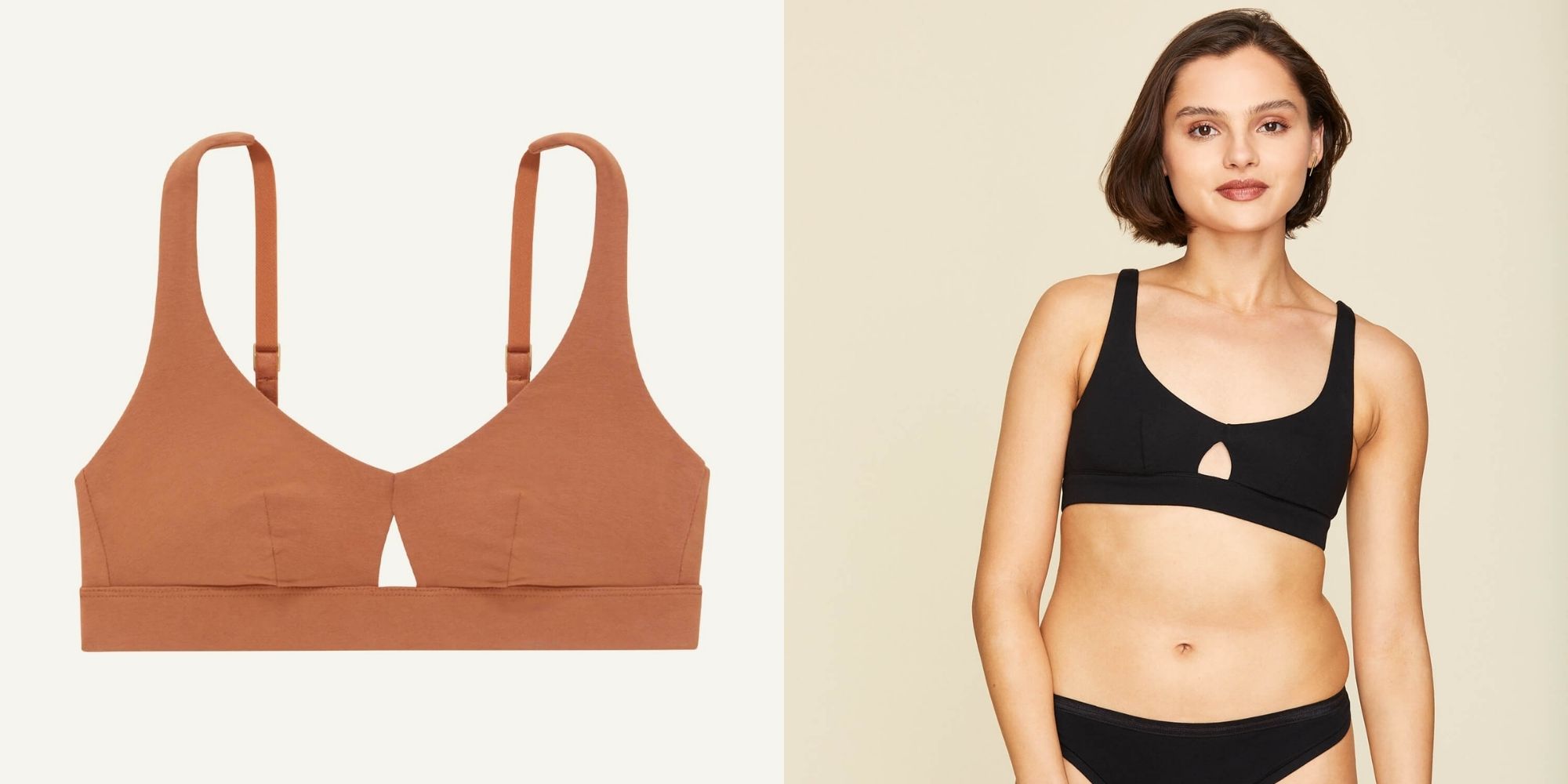 Person wearing sustainable Keyhole bralette by Knickey.