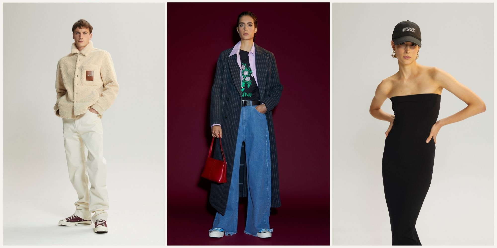 Three different LVRSustainable outfits side by side.