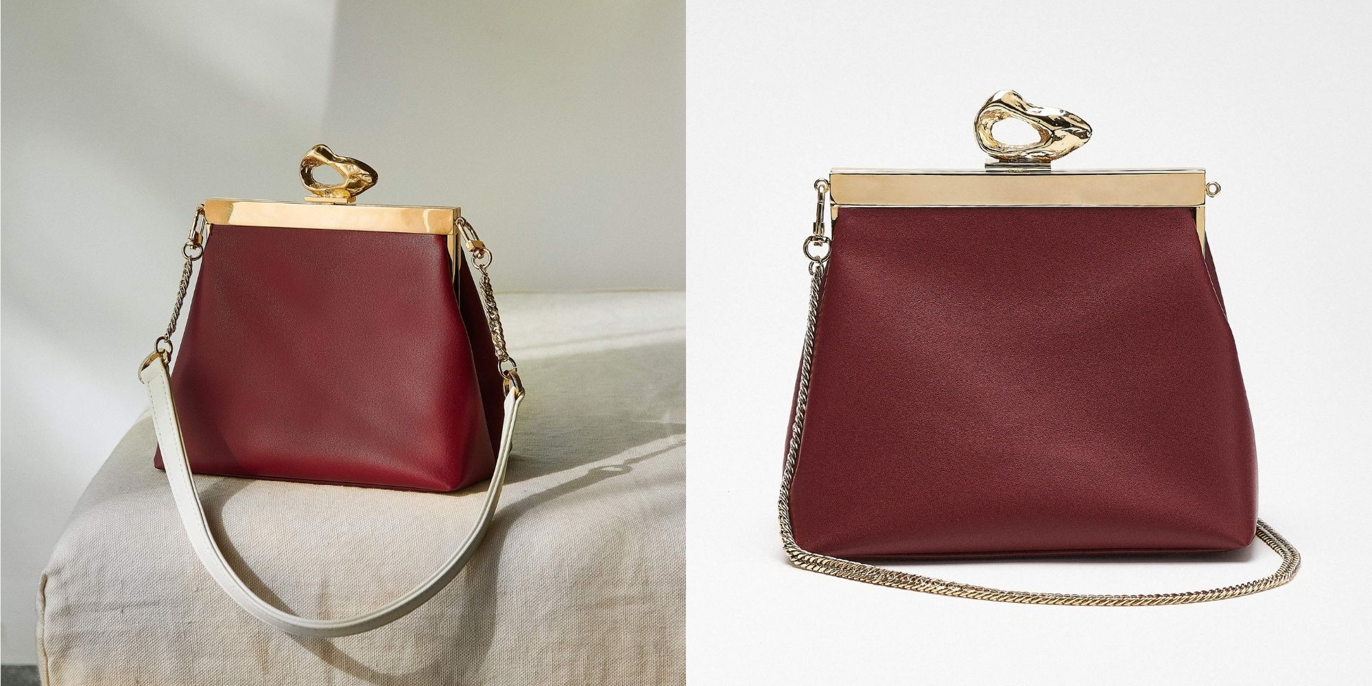 Small vintage-style handbag purse in red wine merlot colour, made by Mashu.