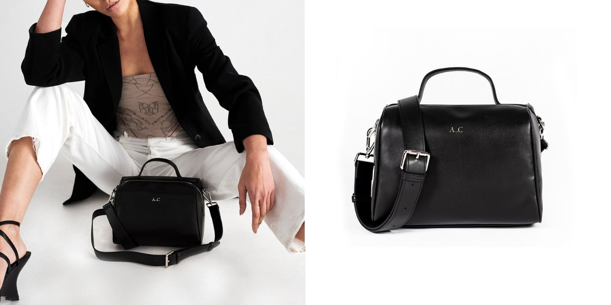 A black doctor style bag sustainably made from cactus leather by A_C.