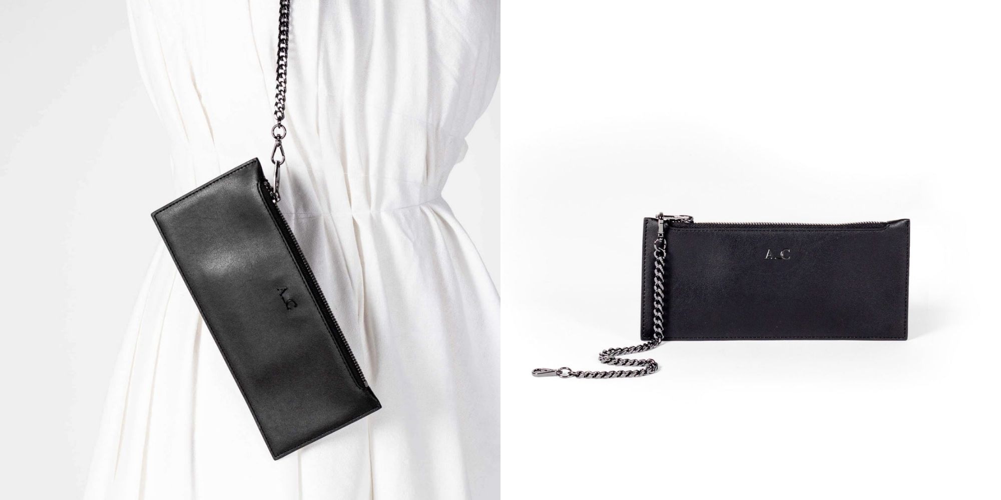 A black slimline wallet ethically made from cactus leather by A_C.