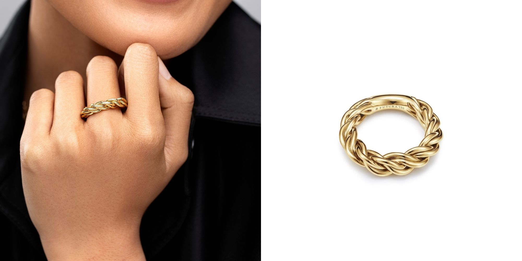 The eco gold Astrid Ring designed by FUTURA Jewelry.