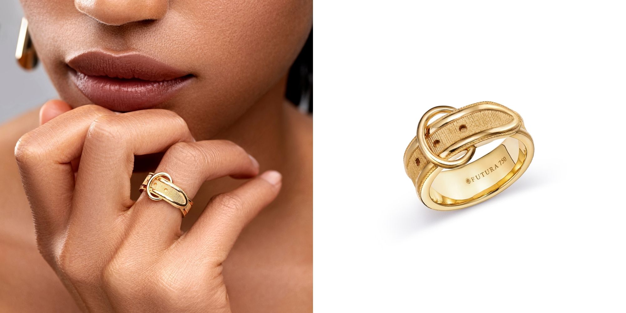 A belt-style eco gold ring by FUTURA Jewelry.