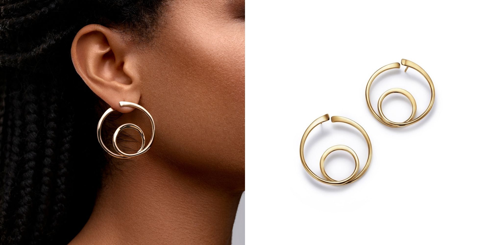 Orbit ethical gold hoop earrings by FUTURA Jewelry.