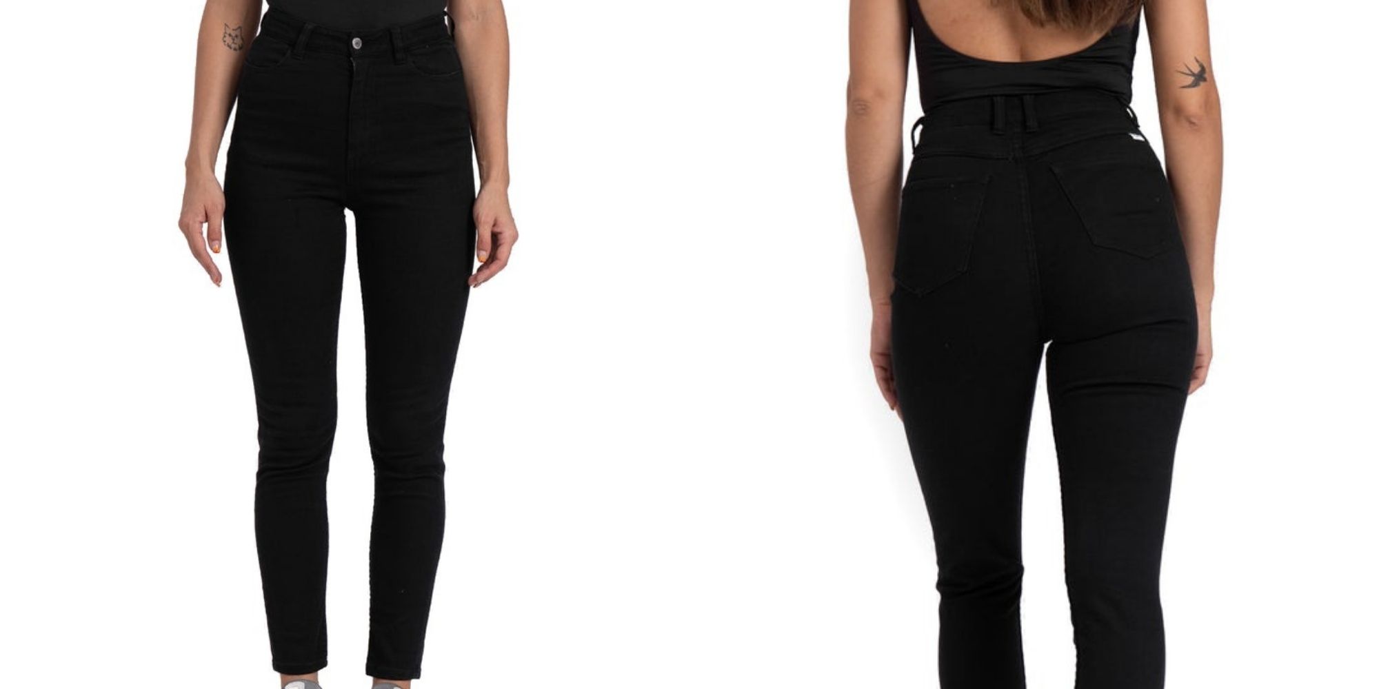 Black slim leg feminine cut jeans custom made by unspun.