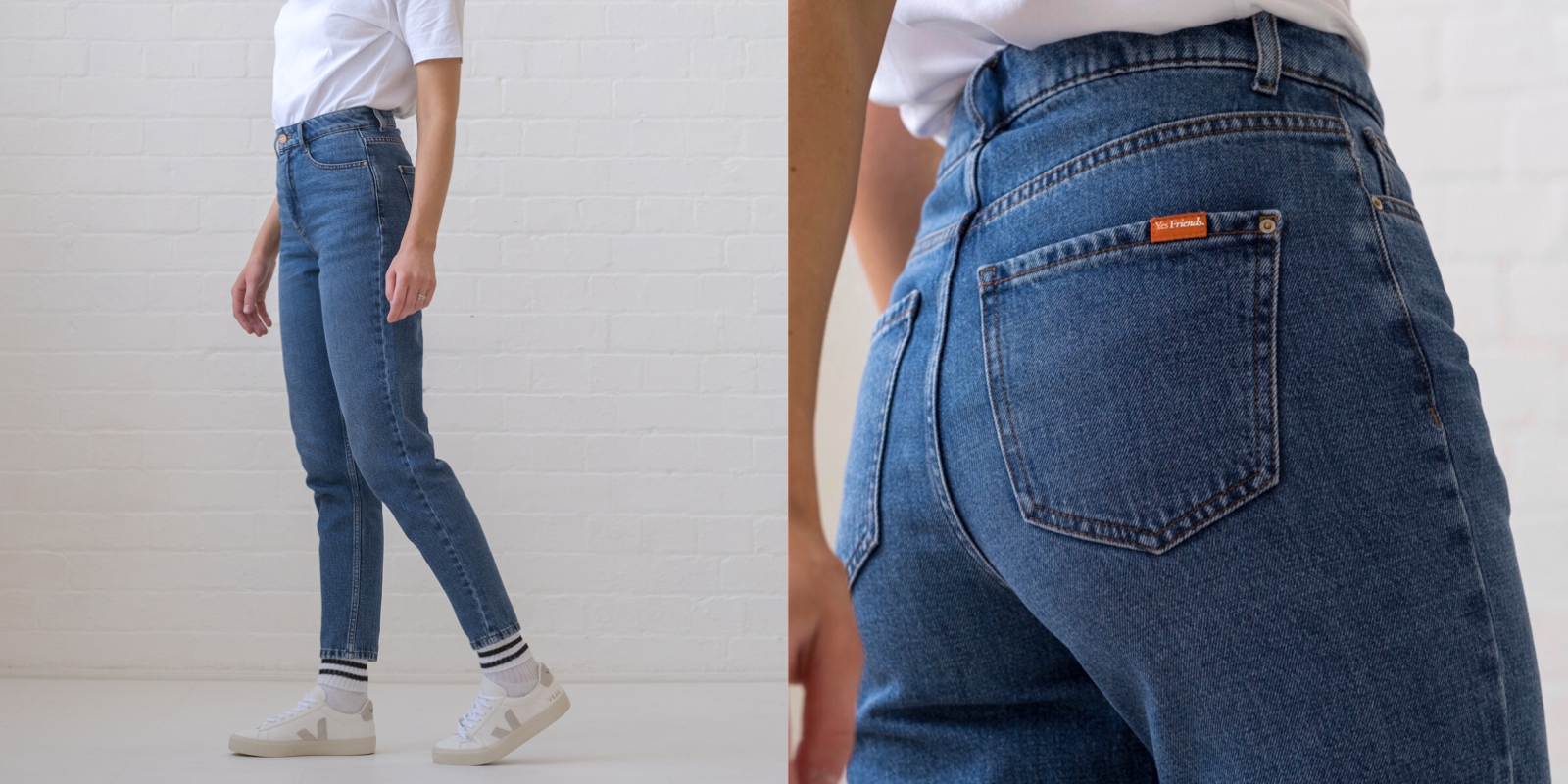 Women's ethical, sustainable, and affordable denim jeans by Yes Friends.