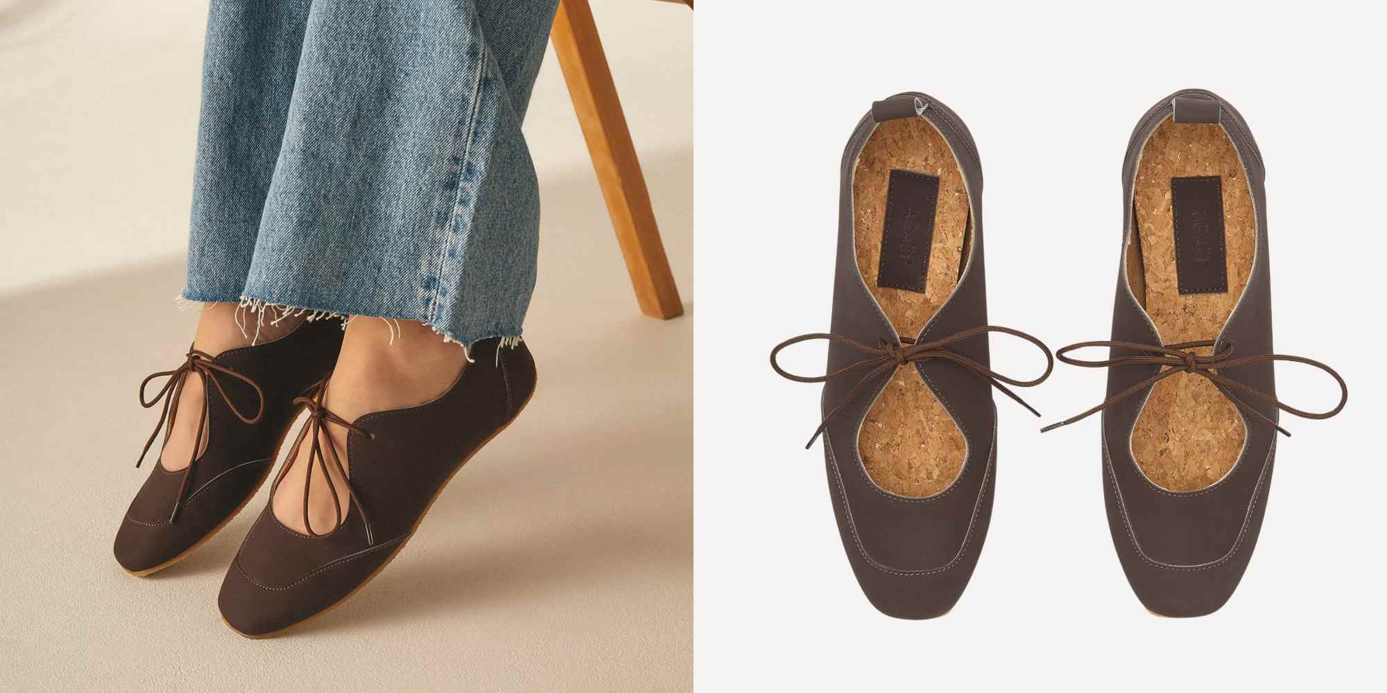 brown tied ballet shoes from agazi
