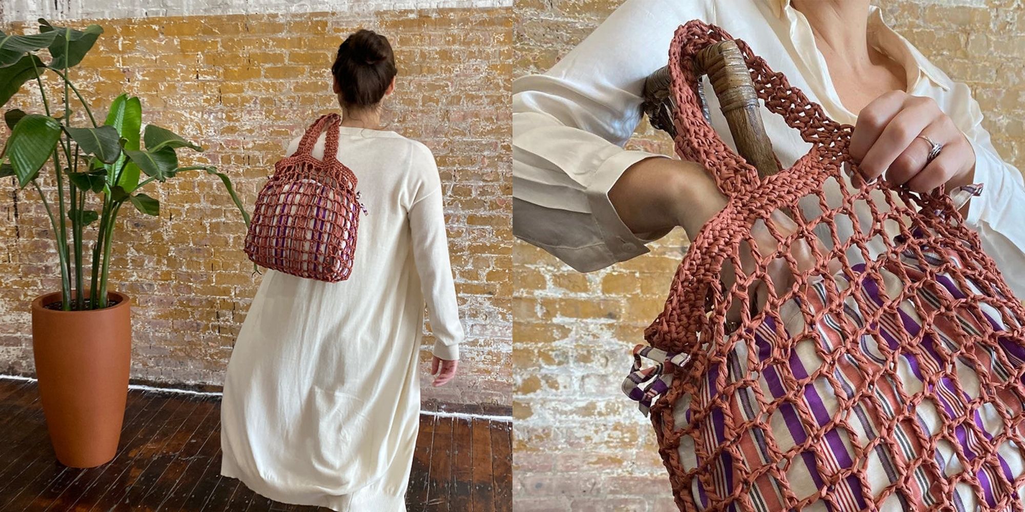 A red woven raffia beach bag by Neu Nomads.