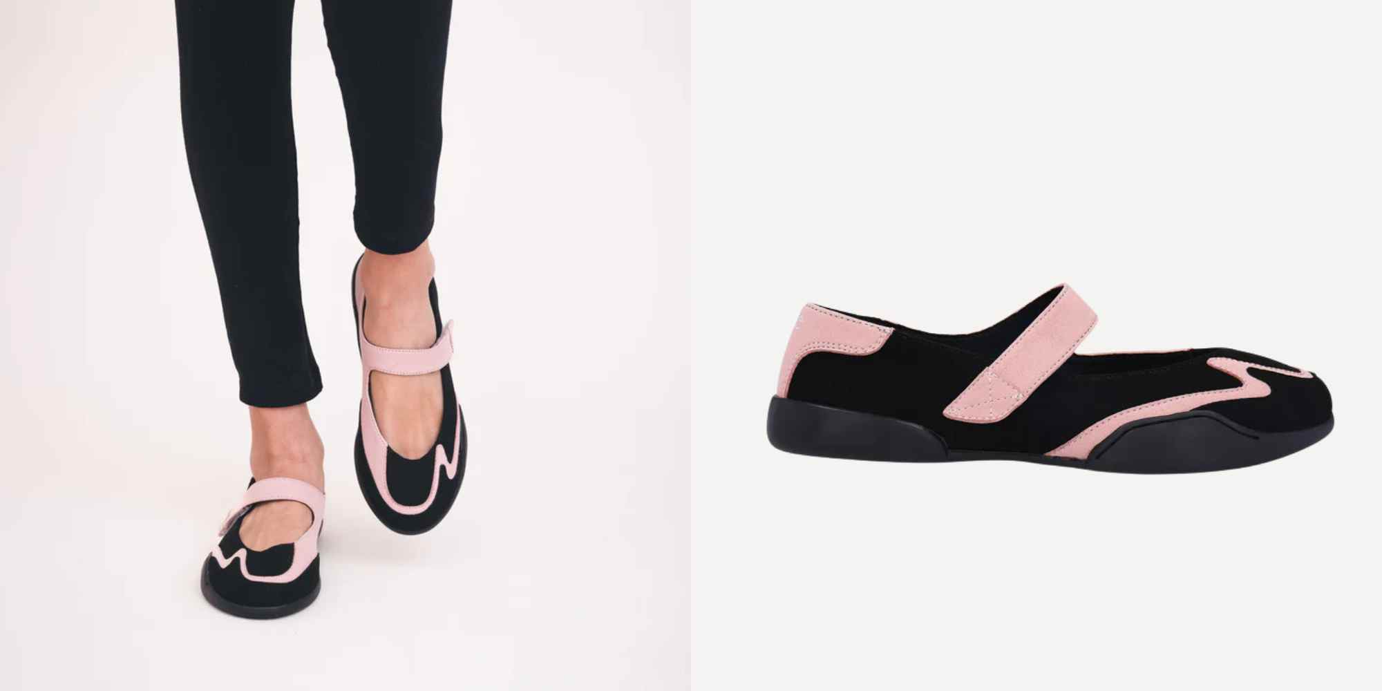 pink and black vegan ballet sneakers from nae