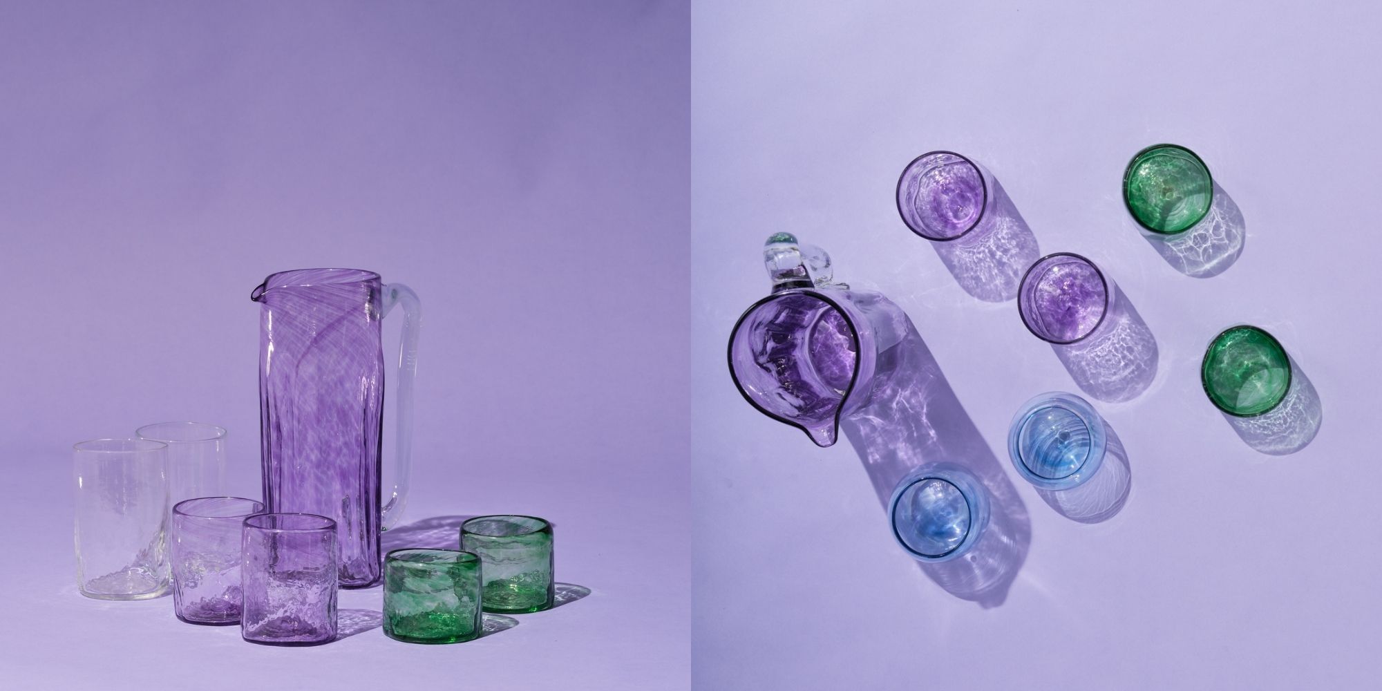 A collection of colourful glassware by Raven + Lily.