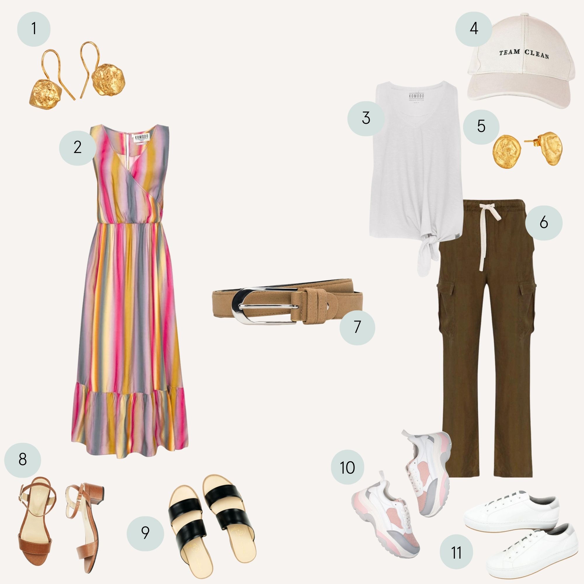 A selection of women's sustainable summer essentials curated by Staiy founder Chiara Latini.